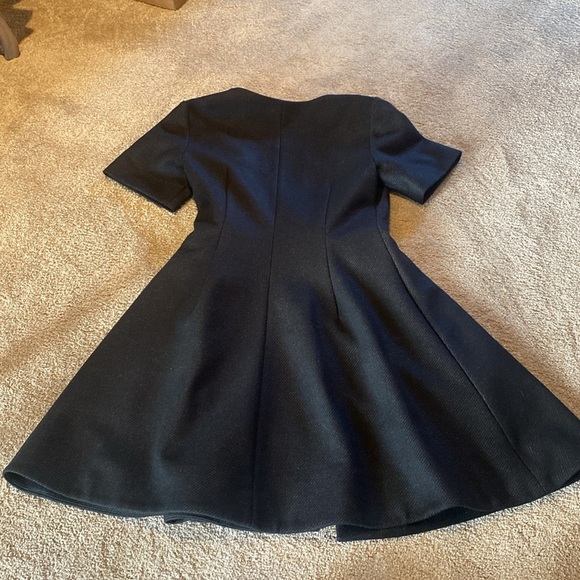 COS Dark Academia Dress Tweed Herringbone Wool Short Sleeve Wrap Dress Size 4 - Picture 12 of 13